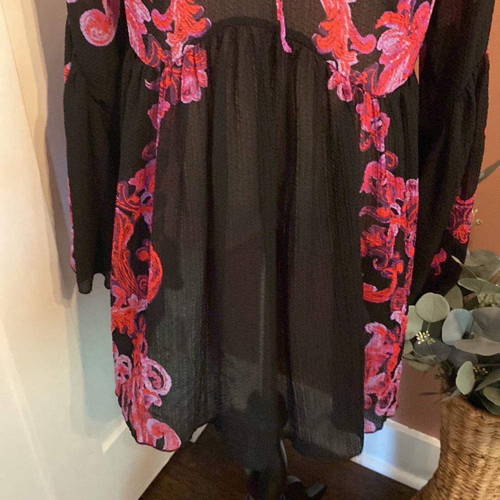 Free People Intimately Symphony Slip sheer bell sleeve XS boho open back tunic - Picture 11 of 15